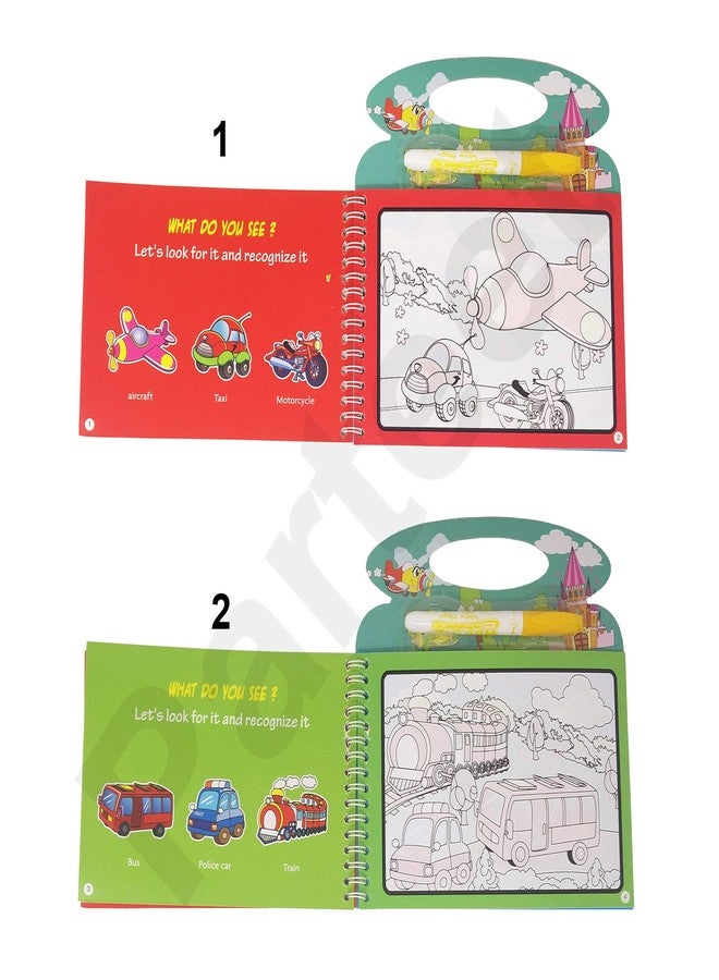 PARTEET Reusable Magic Water Painting Book Magic Doodle Pen Kids Coloring Doodle Drawing Board Games Child Educational Toy Magic Book Water Painting for Kids (1Pc)(Assorted Character) - Image 2
